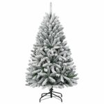 vidaXL Umelý vianočný stromček Zelená a biela 150 cm PVC a kov – Obrázok 5