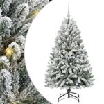 vidaXL Umelý vianočný stromček Zelená a biela 150 cm PVC a kov – Obrázok 2