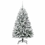 vidaXL Umelý vianočný stromček Zelená a biela 150 cm PVC a kov – Obrázok 4