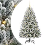 vidaXL Umelý vianočný stromček Zelená a biela 150 cm PVC a kov – Obrázok 2