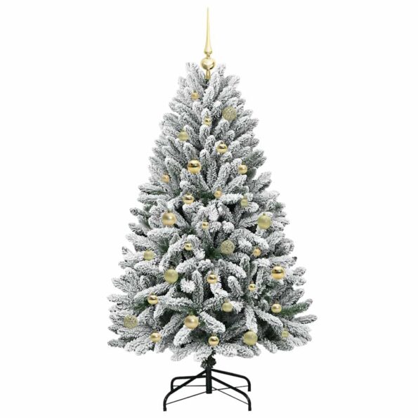 vidaXL Umelý vianočný stromček Zelená a biela 150 cm PVC a kov – Obrázok 4