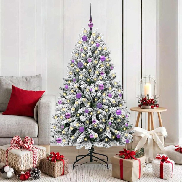 3395745_1.jpg vidaXL Umelý vianočný stromček Zelená a biela 150 cm PVC a kov – Obrázok 1