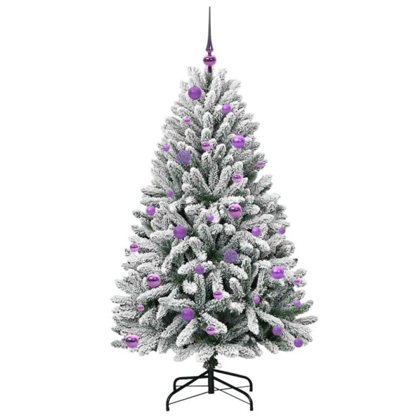vidaXL Umelý vianočný stromček Zelená a biela 150 cm PVC a kov – Obrázok 4