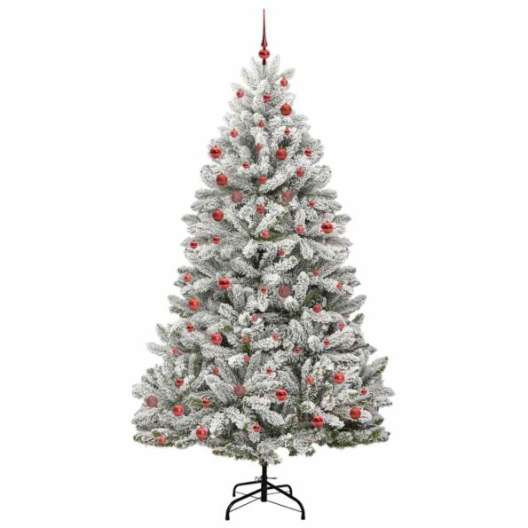 vidaXL Umelý vianočný stromček Zelená a biela 210 cm PVC a kov – Obrázok 3