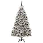 vidaXL Umelý vianočný stromček Zelená a biela 210 cm PVC a kov – Obrázok 4