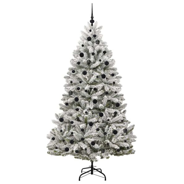 vidaXL Umelý vianočný stromček Zelená a biela 210 cm PVC a kov – Obrázok 4