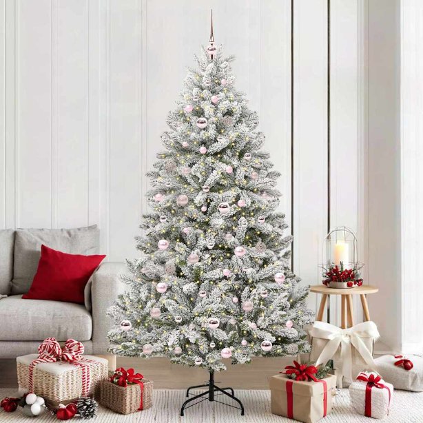 3395759_1.jpg vidaXL Umelý vianočný stromček Zelená a biela 210 cm PVC a kov – Obrázok 1