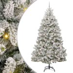 vidaXL Umelý vianočný stromček Zelená a biela 210 cm PVC a kov – Obrázok 2