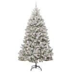 vidaXL Umelý vianočný stromček Zelená a biela 210 cm PVC a kov – Obrázok 3