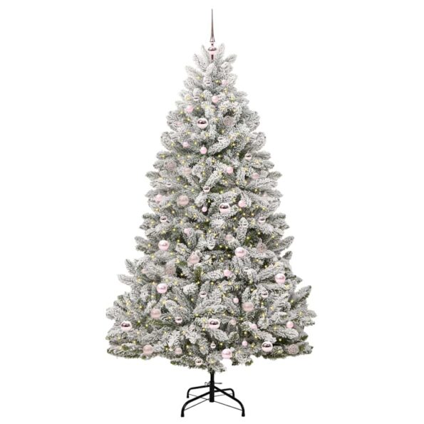 vidaXL Umelý vianočný stromček Zelená a biela 210 cm PVC a kov – Obrázok 3