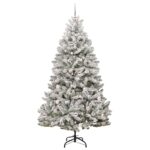 vidaXL Umelý vianočný stromček Zelená a biela 210 cm PVC a kov – Obrázok 4