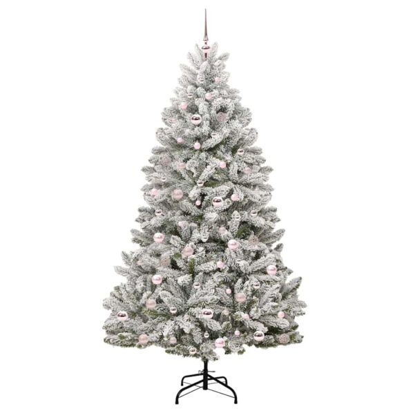 vidaXL Umelý vianočný stromček Zelená a biela 210 cm PVC a kov – Obrázok 4