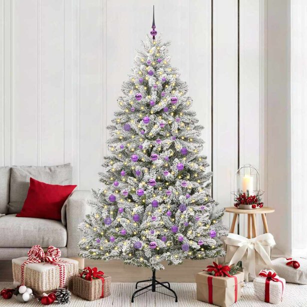 3395763_1.jpg vidaXL Umelý vianočný stromček Zelená a biela 210 cm PVC a kov – Obrázok 1