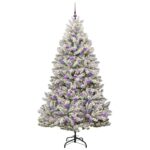 vidaXL Umelý vianočný stromček Zelená a biela 210 cm PVC a kov – Obrázok 3