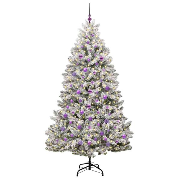vidaXL Umelý vianočný stromček Zelená a biela 210 cm PVC a kov – Obrázok 3