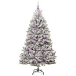 vidaXL Umelý vianočný stromček Zelená a biela 210 cm PVC a kov – Obrázok 4