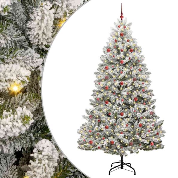 vidaXL Umelý vianočný stromček Zelená a biela 240 cm PVC a kov – Obrázok 2
