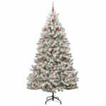 vidaXL Umelý vianočný stromček Zelená a biela 240 cm PVC a kov – Obrázok 3