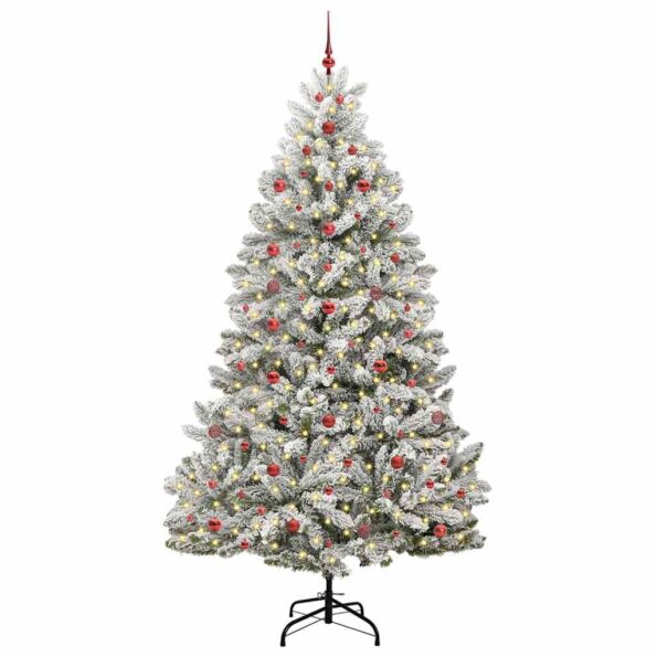 vidaXL Umelý vianočný stromček Zelená a biela 240 cm PVC a kov – Obrázok 3