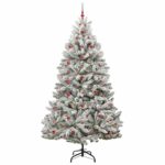 vidaXL Umelý vianočný stromček Zelená a biela 240 cm PVC a kov – Obrázok 4