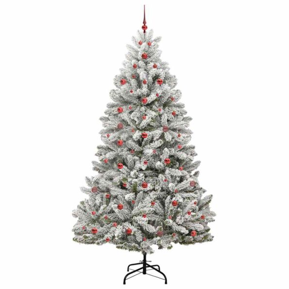 vidaXL Umelý vianočný stromček Zelená a biela 240 cm PVC a kov – Obrázok 4