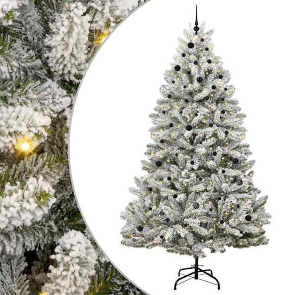 vidaXL Umelý vianočný stromček Zelená a biela 270 cm PVC a kov – Obrázok 2