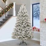 vidaXL Umelý vianočný stromček Zelená a biela 270 cm PVC a kov