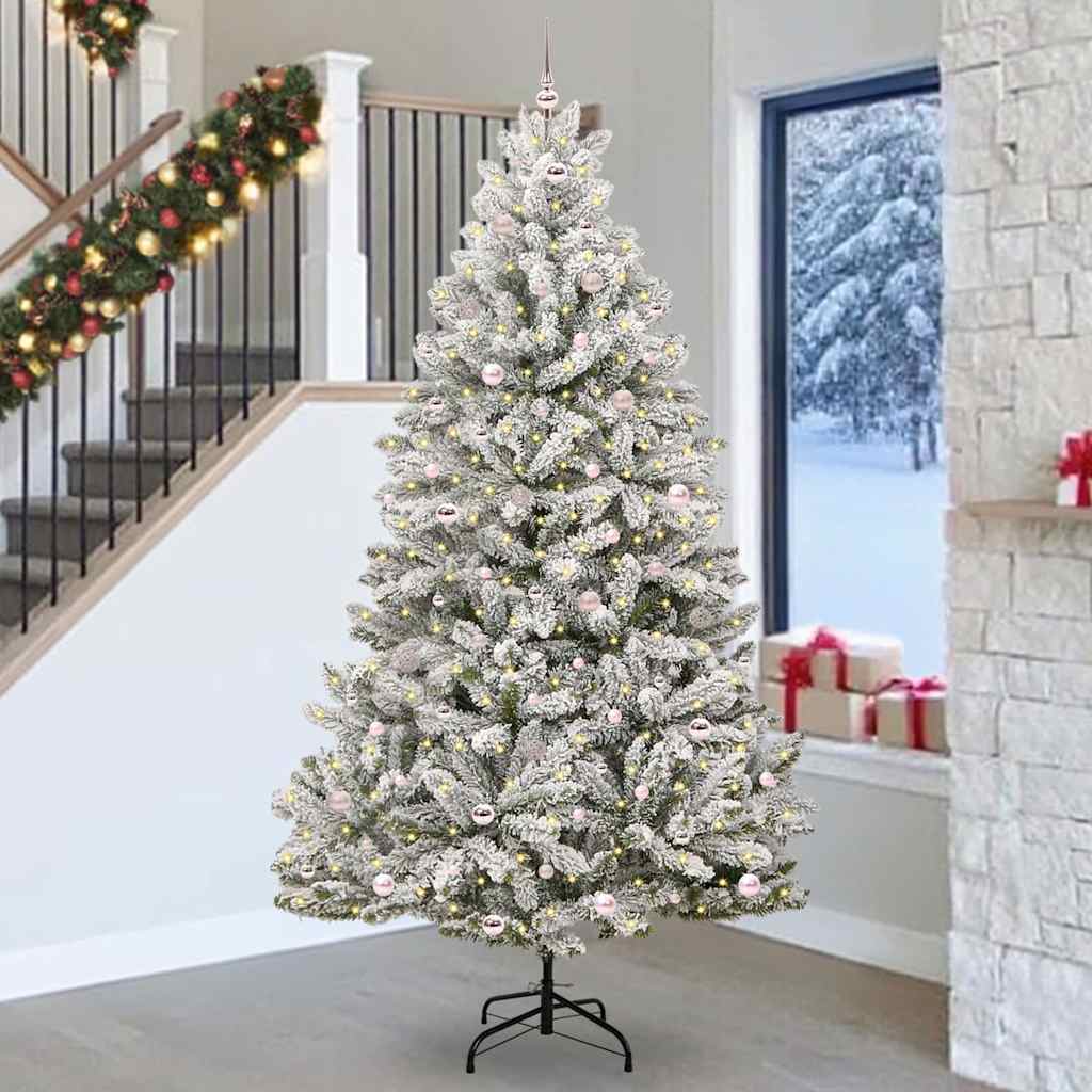 3395777_1.jpg vidaXL Umelý vianočný stromček Zelená a biela 270 cm PVC a kov – Obrázok 1