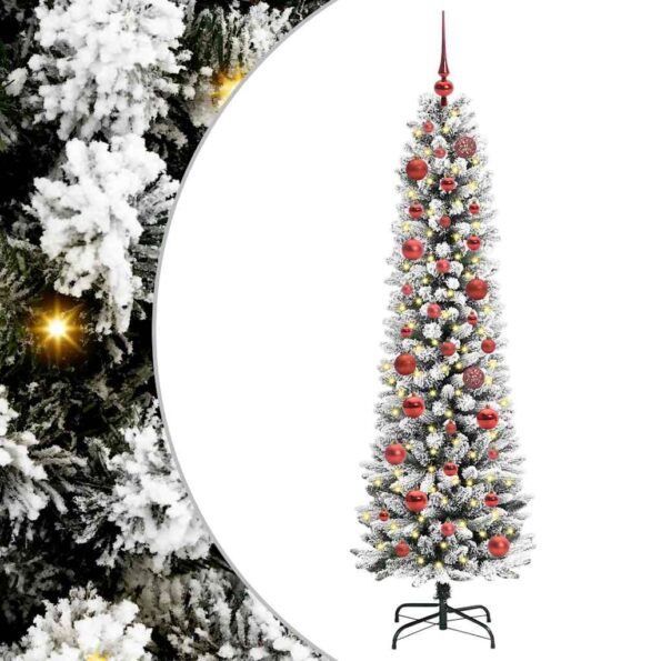 vidaXL Umelý vianočný stromček Biela 150 cm PVC, kov a plast – Obrázok 2