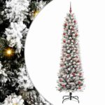 vidaXL Umelý vianočný stromček Biela 210 cm PVC, kov a plast