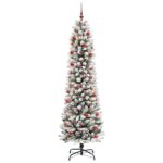 vidaXL Umelý vianočný stromček Biela 210 cm PVC, kov a plast – Obrázok 2