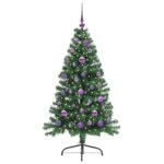 vidaXL Umelý predsvietený vianočný stromček Zelená 150 cm PVC – Obrázok 3