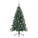 vidaXL Umelý predsvietený vianočný stromček Zelená 150 cm PVC – Obrázok 4