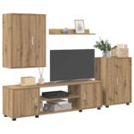 vidaXL 4-dielna súprava TV skríň 4 pcs dub artisan Kompozitné drevo – Obrázok 3