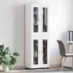 vidaXL Highboard FLORIN Biela 60 x 35 x 182 cm Kompozitné drevo – Obrázok 4
