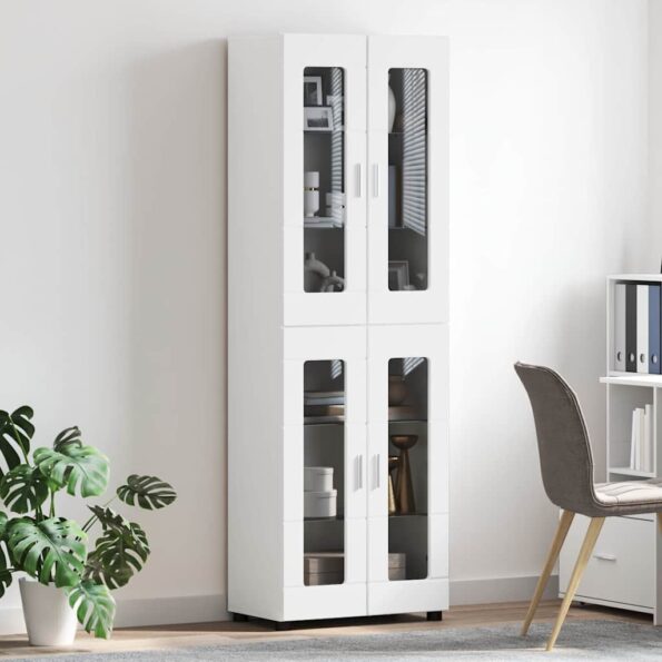 vidaXL Highboard FLORIN Biela 60 x 35 x 182 cm Kompozitné drevo – Obrázok 4