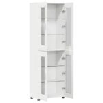 vidaXL Highboard FLORIN Biela 60 x 35 x 182 cm Kompozitné drevo – Obrázok 5