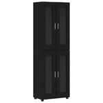 vidaXL Highboard FLORIN Čierna 60 x 35 x 182 cm Kompozitné drevo – Obrázok 2
