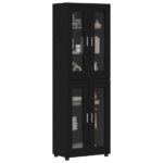 vidaXL Highboard FLORIN Čierna 60 x 35 x 182 cm Kompozitné drevo – Obrázok 3