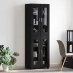 vidaXL Highboard FLORIN Čierna 60 x 35 x 182 cm Kompozitné drevo – Obrázok 4