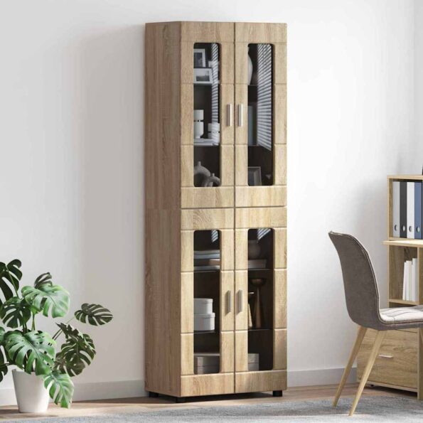 vidaXL Highboard FLORIN Sonoma dub 60 x 35 x 182 cm Kompozitné drevo – Obrázok 4
