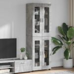 vidaXL Highboard s poličkou FLORIN Betónová šedá 60 x 35 x 182 cm