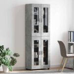 vidaXL Highboard s poličkou FLORIN Betónová šedá 60 x 35 x 182 cm – Obrázok 4