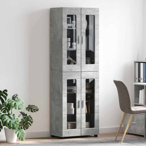 vidaXL Highboard s poličkou FLORIN Betónová šedá 60 x 35 x 182 cm – Obrázok 4