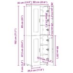 vidaXL Highboard Sivý Sonoma 60 x 35 x 182 cm Kompozitné drevo – Obrázok 12