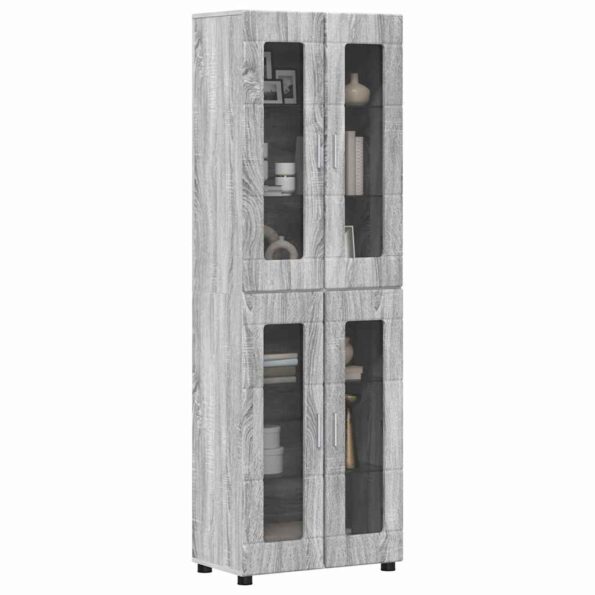 vidaXL Highboard Sivý Sonoma 60 x 35 x 182 cm Kompozitné drevo – Obrázok 3