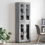 vidaXL Highboard Sivý Sonoma 60 x 35 x 182 cm Kompozitné drevo – Obrázok 4