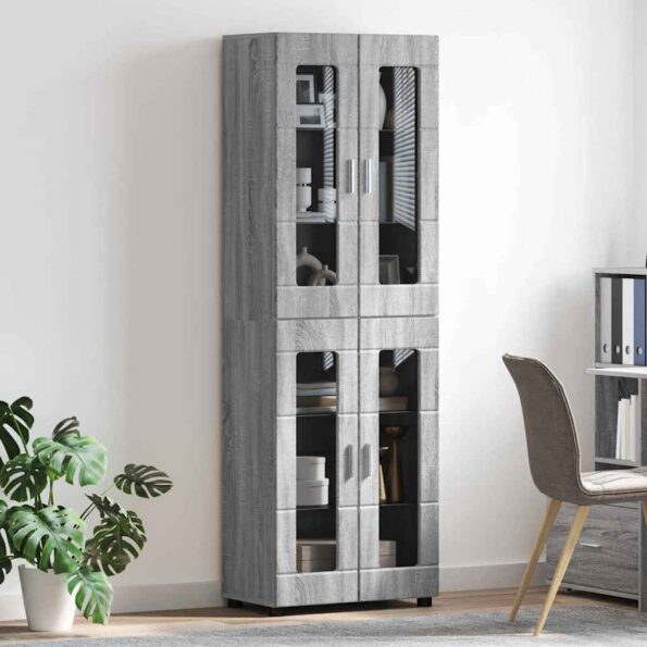 vidaXL Highboard Sivý Sonoma 60 x 35 x 182 cm Kompozitné drevo – Obrázok 4