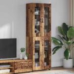 vidaXL Highboard FLORIN Staré drevo 60 x 35 x 182 cm Kompozitné drevo