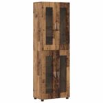 vidaXL Highboard FLORIN Staré drevo 60 x 35 x 182 cm Kompozitné drevo – Obrázok 2